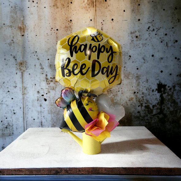 Happy Bee Day Birthday Gift Balloon Arrangement